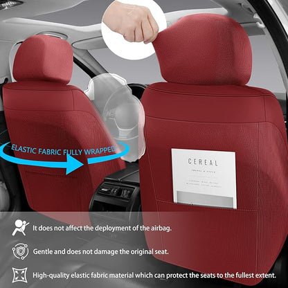NS YOLO Leather Car Seat Covers Full Set,Universal Fit for Most Cars,SUVs and Sedans,Waterproof Luxury Leatherette Cushions, 5 Seats Protectors (Wine Red, Front Pair-2 Seats(Driver and Passenger))