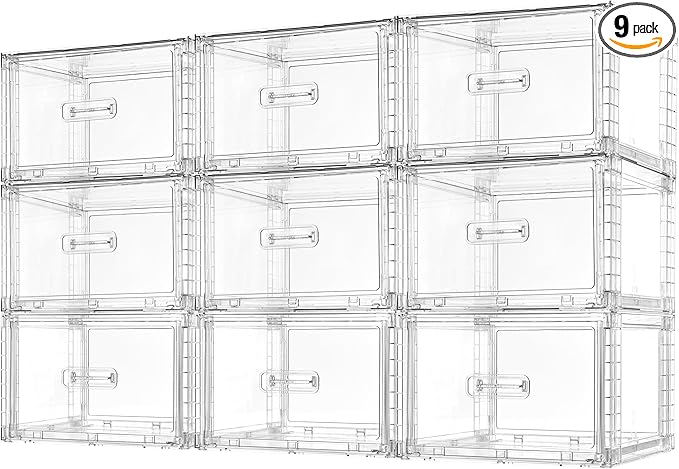 Vtopmart 9 Pack 18QT Clear Stackable Storage Drawers, Easily Assemble Closet