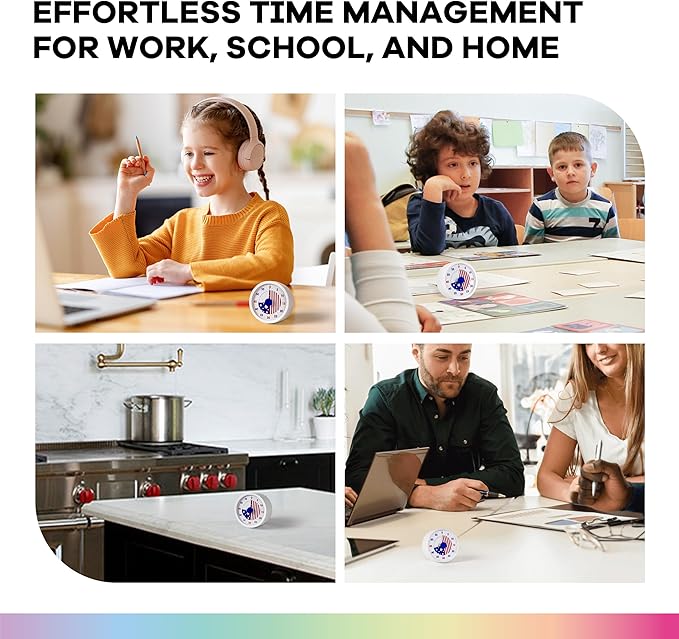 TWENTY5 SEVEN Countdown Timer 3 inch, Silent 60 Minute 1 Hour Visual Timer with Pause, Magnetic Classroom Teaching Tool Office Meeting, Countdown Clock for Kids Time Management, Red White and Blue