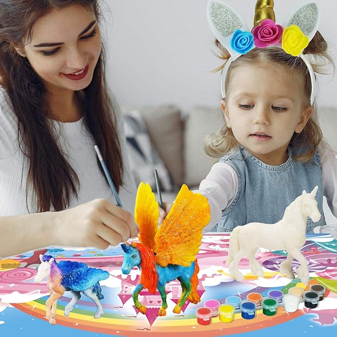 DIY Painting Unicorn Kit Arts and Crafts Set for Kids or Girls Decorate and Drawing 3D Toys for Children Gift(6 Unicorns)