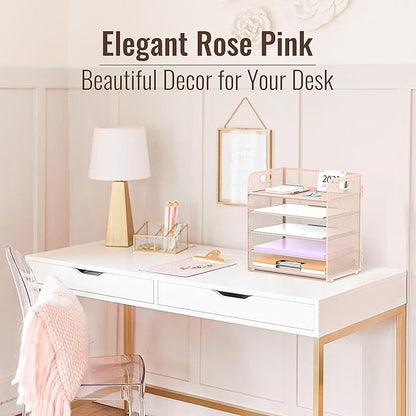 2 Pack 5-Tier Pink Desk Organizer