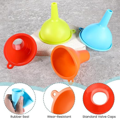 4 Pack Kitchen Silicone Funnel, 4 Colors Kitchen Funnel Set Wide Mouth Funnels