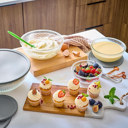 8pc Ribbed Glass Mixing Bowls
