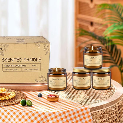 12Pack Scented Candle Set - Aromatherapy Candle Gift Set ??Long Lasting Jar Candles for Men| Women, Ideal for Birthdays, Mother's Day Thanksgiving Gifts