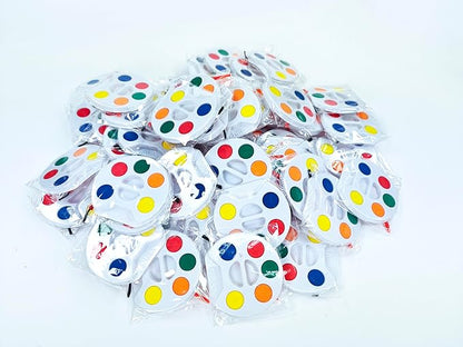 Color Swell Bulk Watercolors Round Paint Pack with Brushes - 25 Sets with 5 Washable Colors Each - Great for Kids, Classrooms, Parties, Students, Donations, Party Favors, All Ages
