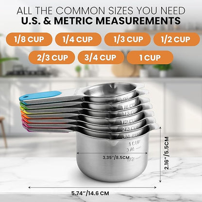 Spring Chef Magnetic Stainless Steel Measuring Cups, Kitchen Tools