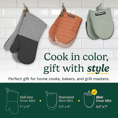 Cuisinart Heritage Mini Oven Mitts – 5.5” x 7” Heat-Resistant Kitchen Mitts