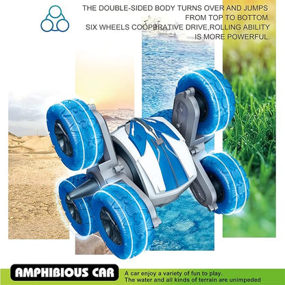 Threeking Amphipious RC Stunt Car Remote Control Cars 360 Degree Flips Rotating Indoor Outdoor Toys Gifts Presents for 6 7 8 9 10 11 12 Year Old Kids Boys Girls