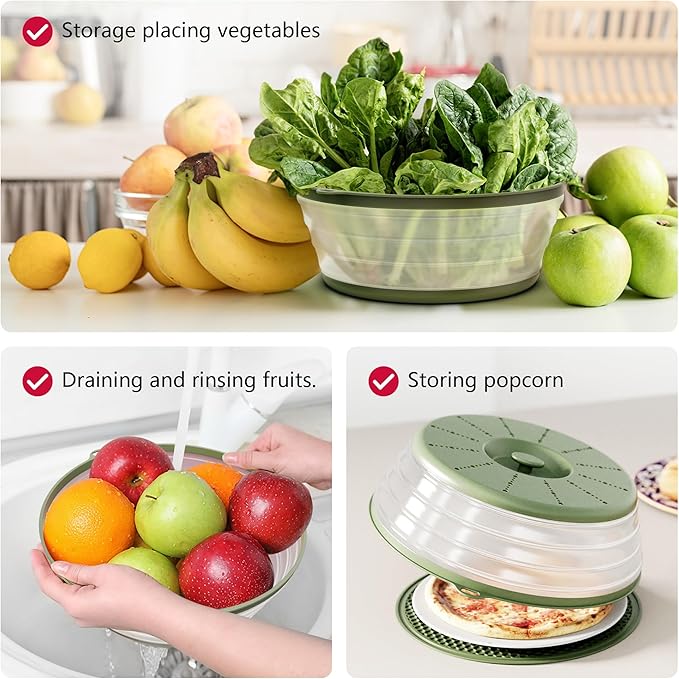 WVM Microwave Splatter Cover & Mat, Vented Collapsible Splatter Guard dish