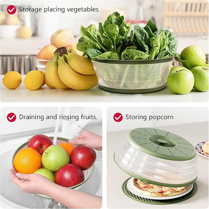 WVM Microwave Splatter Cover & Mat, Vented Collapsible Splatter Guard dish