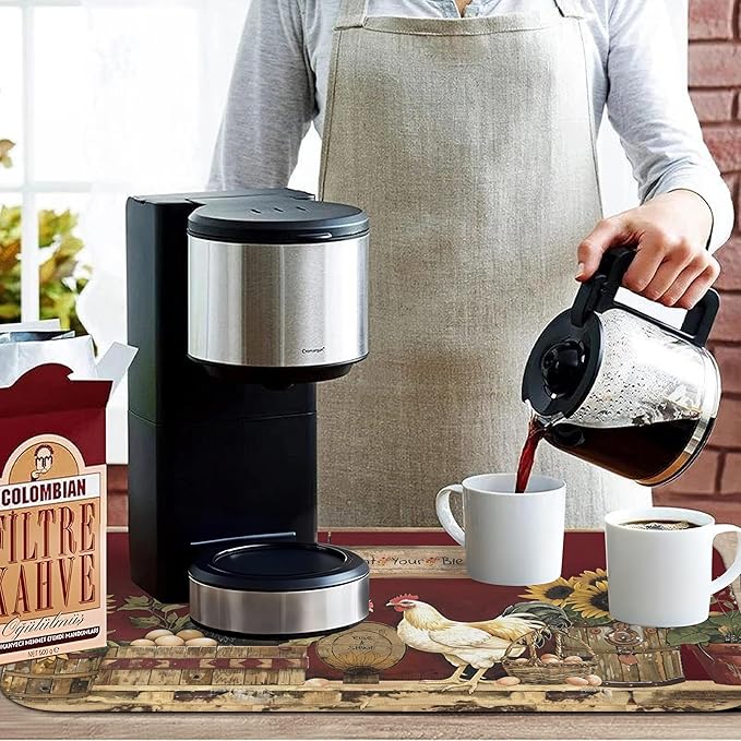 Kitchen Countertop Dish Drying Mat, Super Absorbent Coffee Bar Mat