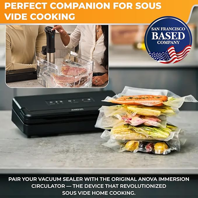 Anova Culinary Precision Vacuum Sealer Pro, Includes Large Bag Roll (19ft), Wet & Dry Dual Food Vacuum Sealer Machine for Sous Vide and Long-Term Storage, 2-Year Warranty