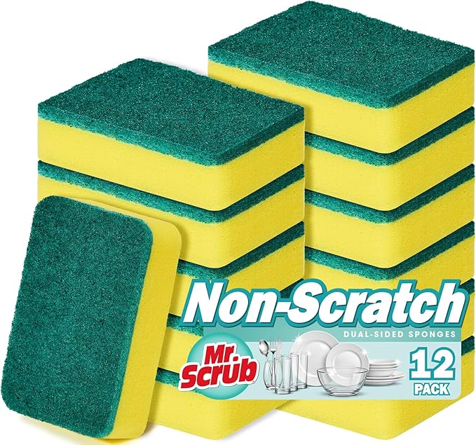 Mr. Scrub Sponges Kitchen Scrub Dish Sponge Scouring Pad, 12 Pack Cleaning