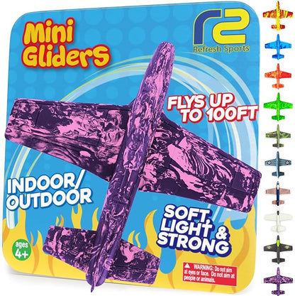 Foam Airplanes for Kids - Best Girl Toys Age 4 & Up - Engaging Toy for 7 Year Old Girl Birthday Gifts - Stocking Stuffers for Girls All Ages - Fun Sports Toy & Party Favors & Outdoor Toys Age 6-8+