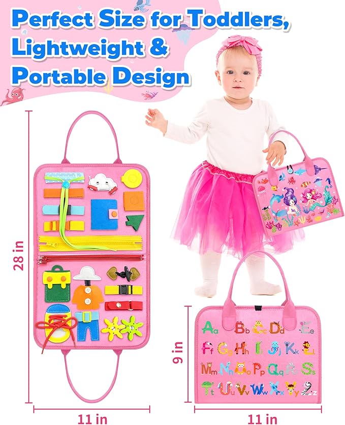 Gojmzo Busy Board Montessori Toys for Toddler Girl Birthday Gifts, Busy Book Sensory Toys for Toddlers, Learning Educational Toddler Travel Activities