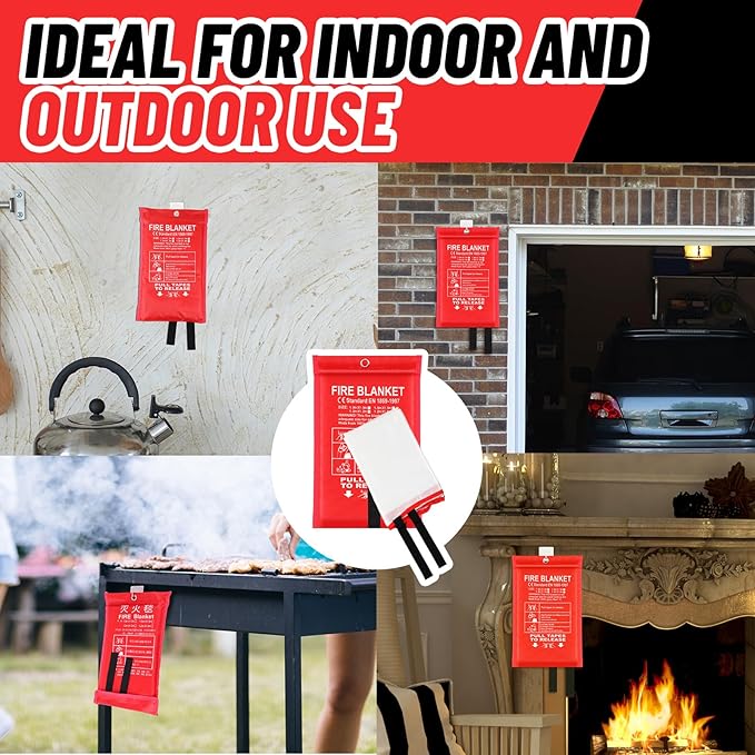 15 Pack Bulk Emergency Fire Blankets for Home and Kitchen with Fireproof Gloves & Hooks Safety Flame Suppression Fire Extinguisher for Camping House Warehouse Car 39.4"x39.4", Housewarming Gifts
