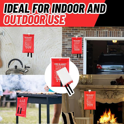 15 Pack Bulk Emergency Fire Blankets for Home and Kitchen with Fireproof Gloves & Hooks Safety Flame Suppression Fire Extinguisher for Camping House Warehouse Car 39.4"x39.4", Housewarming Gifts