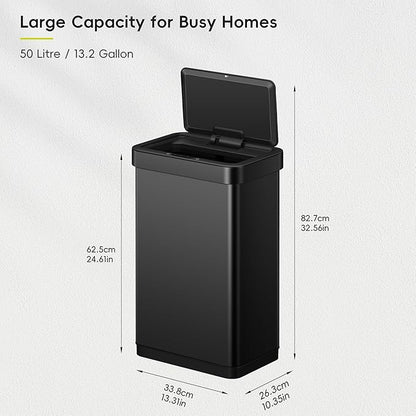 EKO EcoNova 13.2 Gallon/ 50L Automatic Sensor Kitchen Trash Can, Stainless