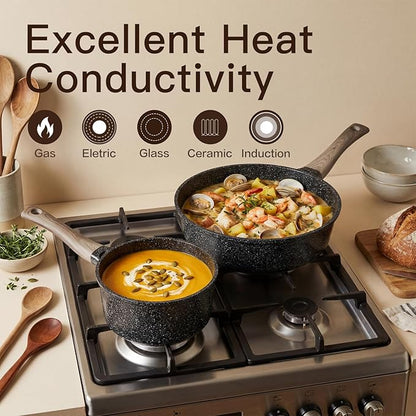 Pots and Pans Set Nonstick 22 Pcs, Ceramic cookware set Non-Toxic Coating Inky