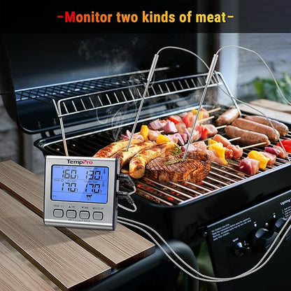 TempPro TP17 Dual Probe Digital Cooking Meat Thermometer Large LCD Backlight