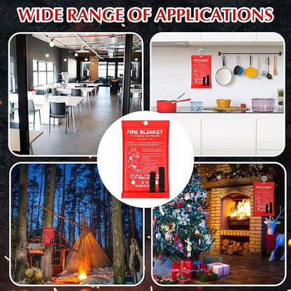 Macarrie 12 Pack 39??x 39??Fire Blanket Emergency for Home and Kitchen Safety Suppression Blanket Fiberglass Fireproof Survival for Fireplace Car Office Camping (Red)
