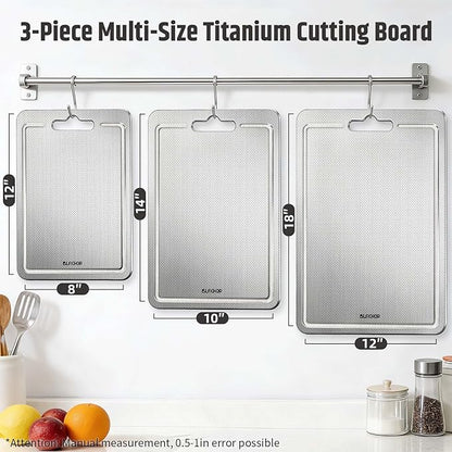 3-Piece Titanium Cutting Board for Kitchen, Double-Sided Scratch-Resistant