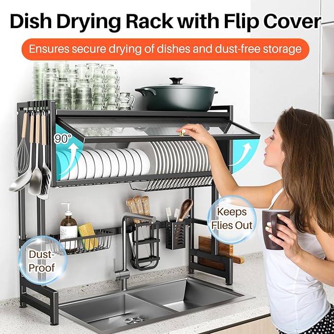 Over The Sink Dish Drainer Drying Rack 3 Tiers