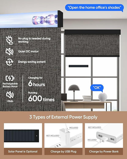 Kincmo Motorized Blinds with Remote, 100% Blackout Motorized Roller Shades Work