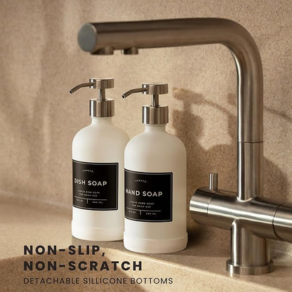 Hand and Dish Soap Dispenser for Kitchen and Bathroom, Stainless Steel Pumps