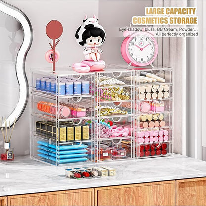 Acrylic 3 Pack Desk Organizers and Accessories, Makeup Organizer Storage