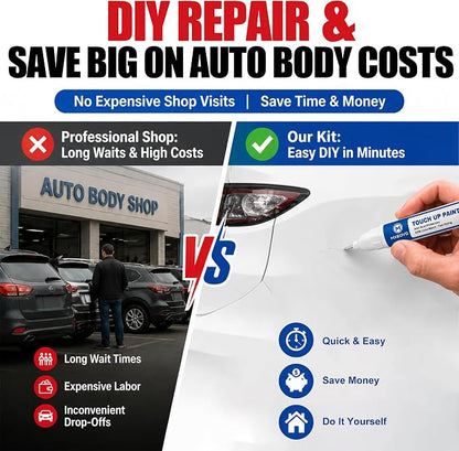 Pure White for Car Touch Up Paint Kit, All-in-One Car Paint Scratch Repair Kit with Fast Dry Putty and Glossy Clear Coat,Easy At-Home Car Scratch Restoration