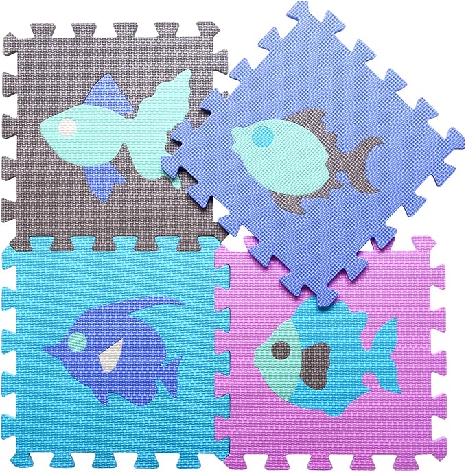 Coolcandy Baby Play Mat, 25Pcs Interlocking Puzzle Floor Mat, with Safety Fence - 0.4" Thick Non-Toxic EVA Foam Play Mat, for Infants & Toddlers 3-36 Months, Soft Puzzle Tiles for Play Areas