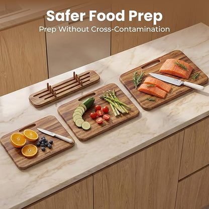 SMIRLY Wooden Cutting Boards for Kitchen, Double-Sided Cutting Board