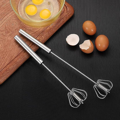 Egg Whisk, 2 Pack Stainless Steel Home Kitchen Tool, Hand Easy Whisk Egg Beater