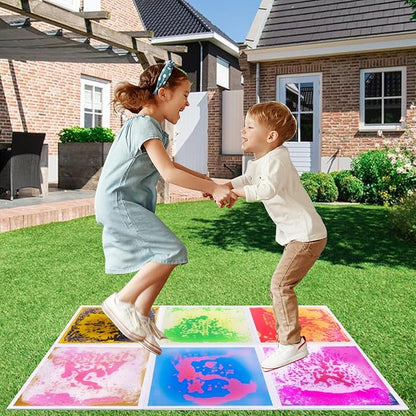 Liquid Lava Tiles for Kids： 11.8x11.8 in Educational Play Mat with Non-Slip Base Develop Motor Skills & Creativity for Children 3-12 Years（6PTFM3