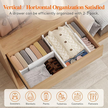 Lifewit 5 Pack 6" High Drawer Dividers 34-56cm/13.5-22" Adjustable Drawer