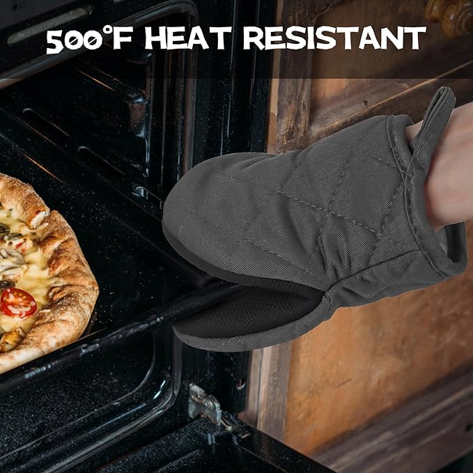 Oven Mitts and Pot Holders Set, Heat Resistant Silicone Kitchen Mini Oven