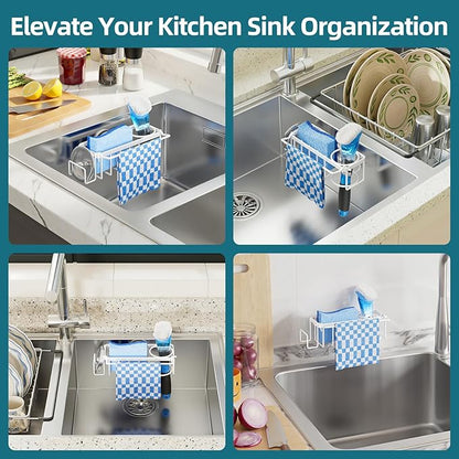 TAILI 4-in-1 Sink Caddy with Strong Suction Cup, Sponge Holder