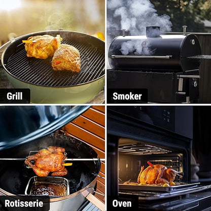ThermoPro TempSpike Wireless Meat Thermometer with 2 Ultra-Thin Meats Probes, Bluetooth Meat Thermometer with Stand-Alone LCD Booster for BBQ, Oven, Grill, Kitchen, Smoker, Rotisserie, Red and Yellow