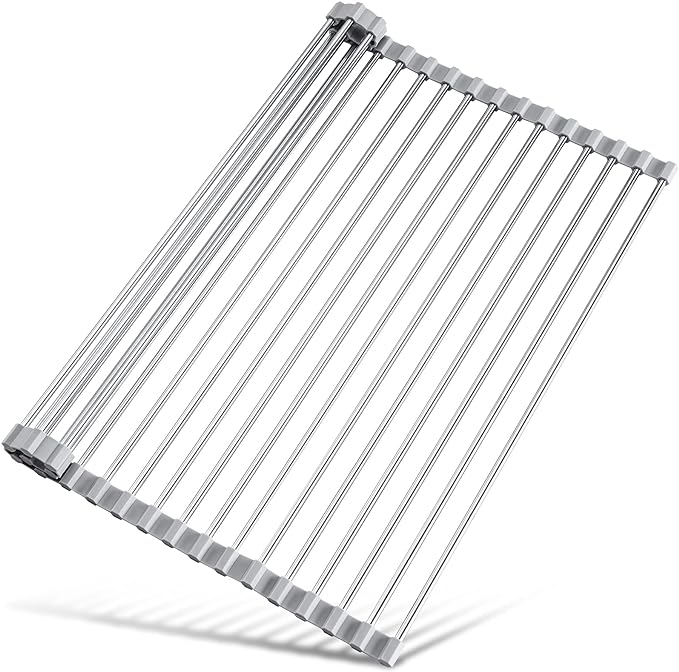 Tomorotec 21" x 15.5" Roll Up Dish Drying Rack Over Sink Drying Rack Sink Cover