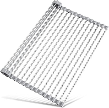 Tomorotec 21" x 15.5" Roll Up Dish Drying Rack Over Sink Drying Rack Sink Cover