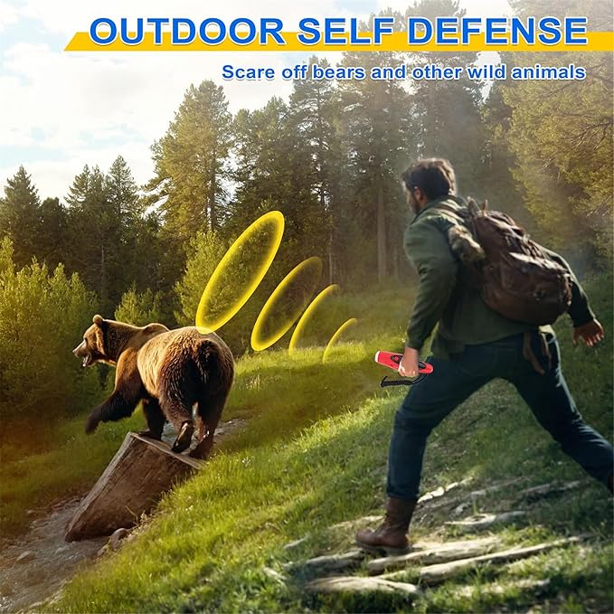120dB Electronic Bear Horn to Scare Bears- Loud Air Horn for Safety Hiking Camping Emergency Whistle Can Replace Bear Bell