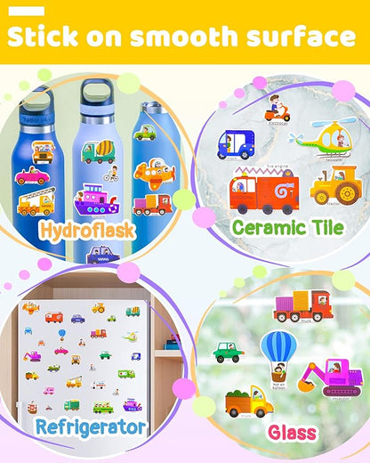 Benresive Reusable Sticker Books for Kids 2-4, Sticker Books for Toddlers 1-3 2-4, Toddler Travel Toys Activities Crafts Gifts - Vehicle