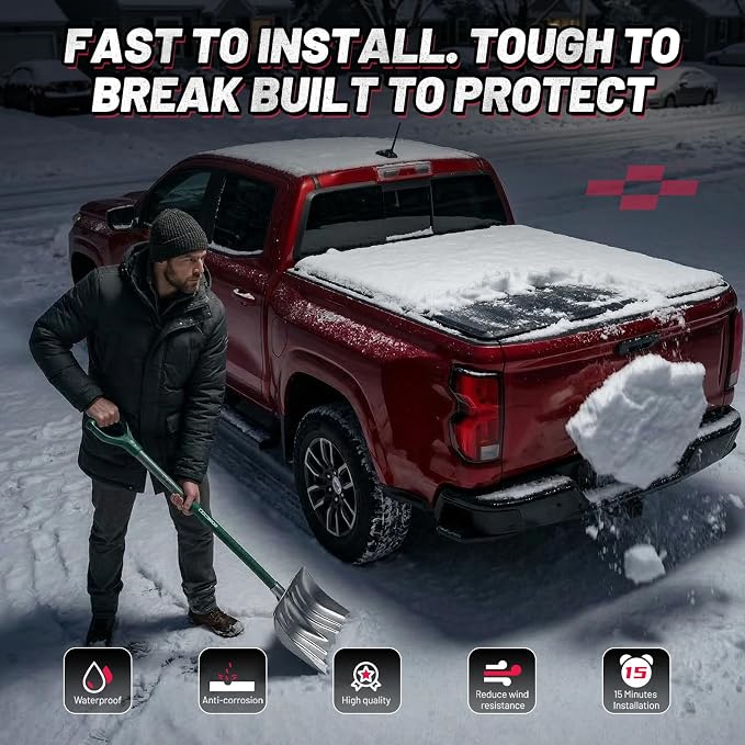 BDFHYK Tri-Fold Truck Bed Tonneau Cover for Jeep Gladiator 2020–2026 5 FT Bed Heavy-Duty Truck Bed Protection Durable Aluminum Panels Hard Folding Tonneau Cover, Waterproof for Truck Camping