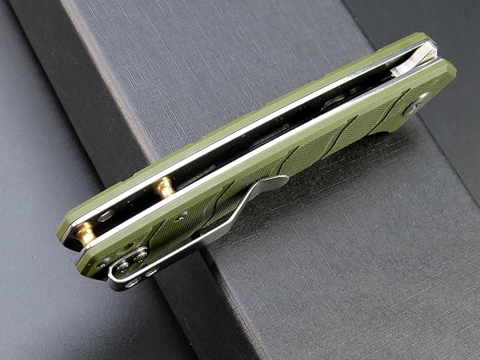 Eafengrow EF234 Folding Knife D2 Steel Blade G10 Handle EDC Tool Knives for Outdoor Working Camping Fishing(green)