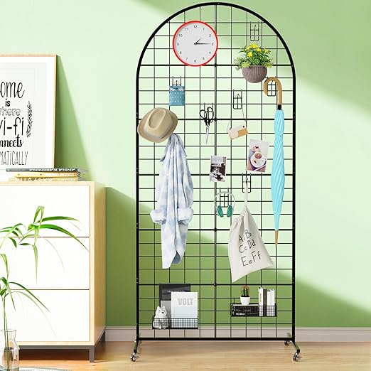 Asee'm Grid Wall Panels Display Stand 2.6' x 5.8' FT Black Movable Wire Grid