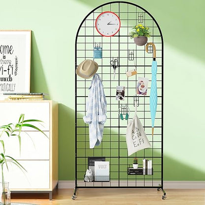 Asee'm Grid Wall Panels Display Stand 2.6' x 5.8' FT Black Movable Wire Grid