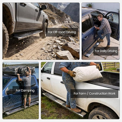 PZ 6.5" Rustproof Running Boards Side Steps Compatible with Chevy Silverado/GMC Sierra 1500 Crew Cab 2019-2026, 2020-2026 2500HD 3500HD,500 lbs Mirror Stainless Steel Side Step Nerf Bar Ridge Pattern