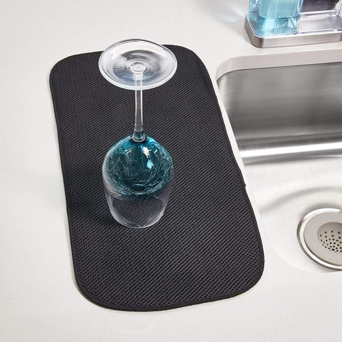 iDesign iDry Fabric Mini Kitchen Countertop Absorbent Dish Drying Mat