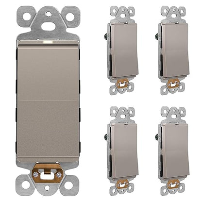 LIDER Minimalist Design Matte Finish Lighted Decorator Switch, Frameless Paddle